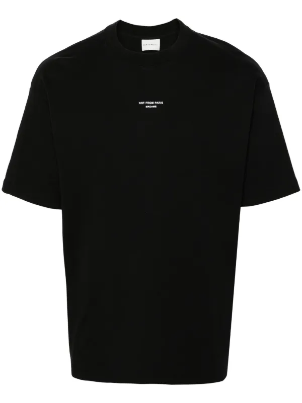 【関税・送料込み】Drole De Monsieur Slogan T-shirt Dark Green Cotton Slogan T-Shirt