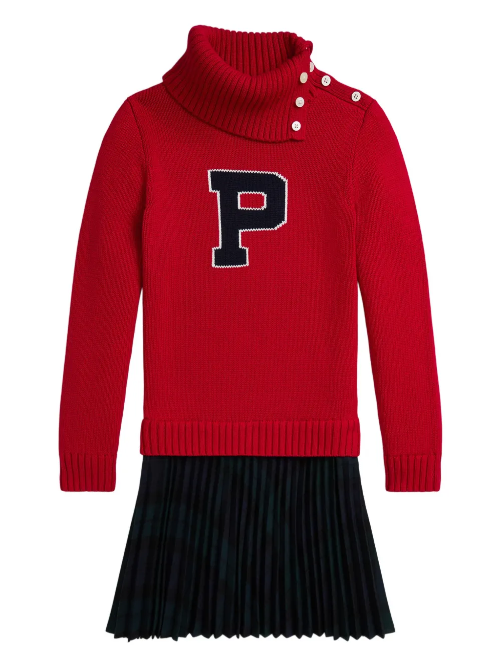 POLO RALPH LAUREN KIDS Jurk met intarsia logo Rood