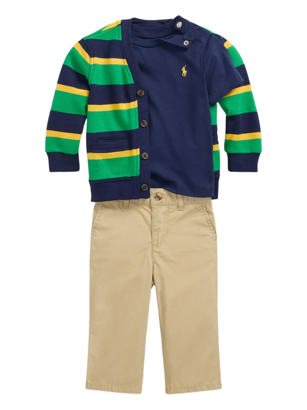 POLO RALPH LAUREN KIDS Seasonal broek T-shirt en fleece vest Groen