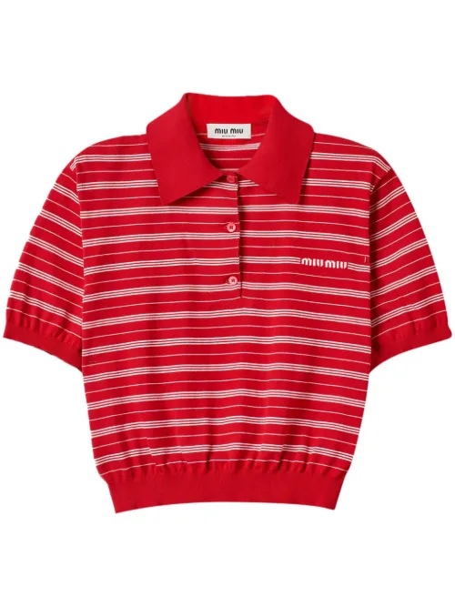 Polo en maille à logo intarsia - Miu Miu - Modalova