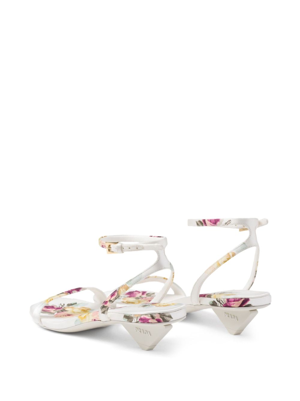 Prada 35mm floral-print satin sandals White