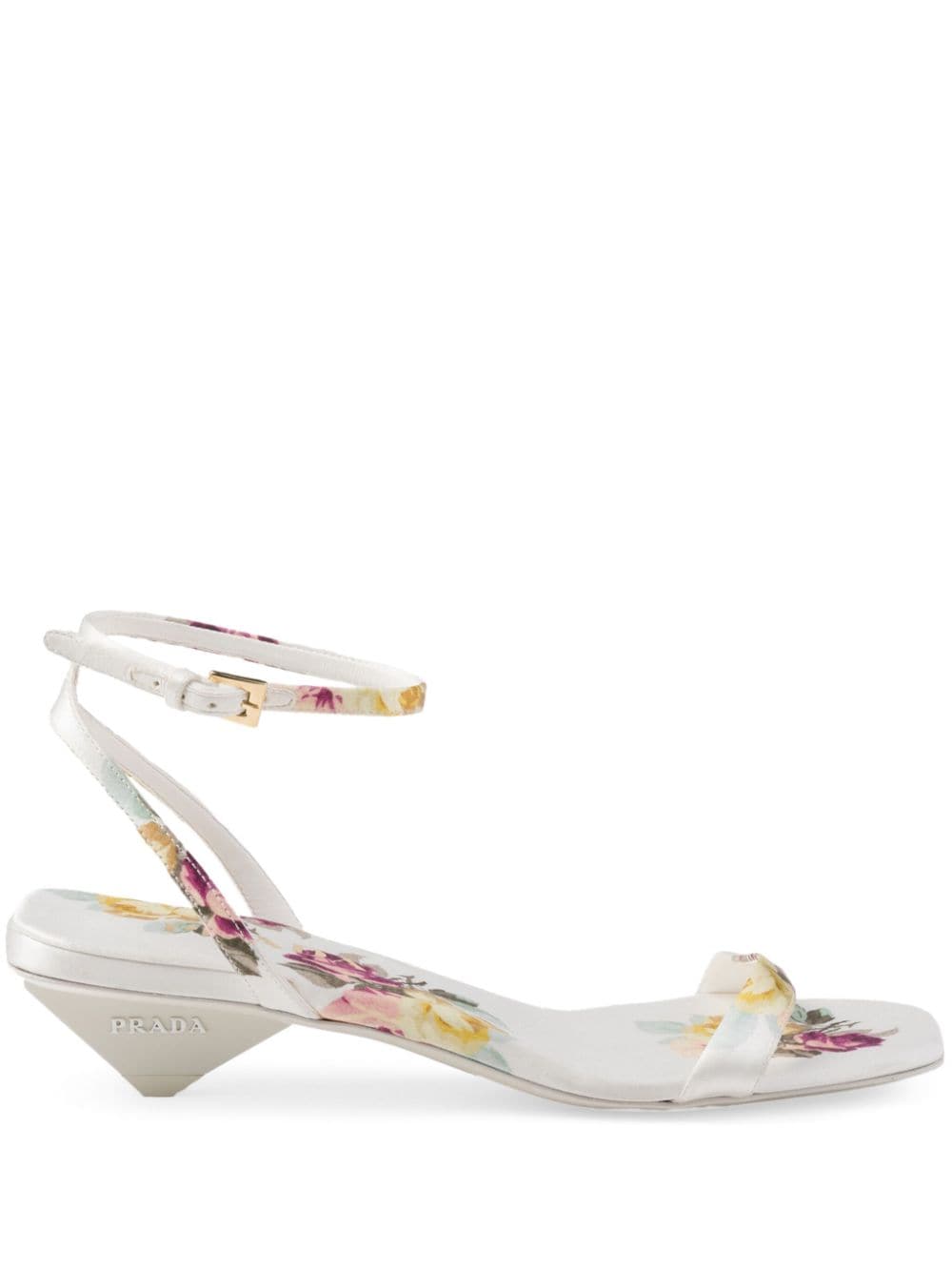 Prada 35mm floral-print satin sandals White