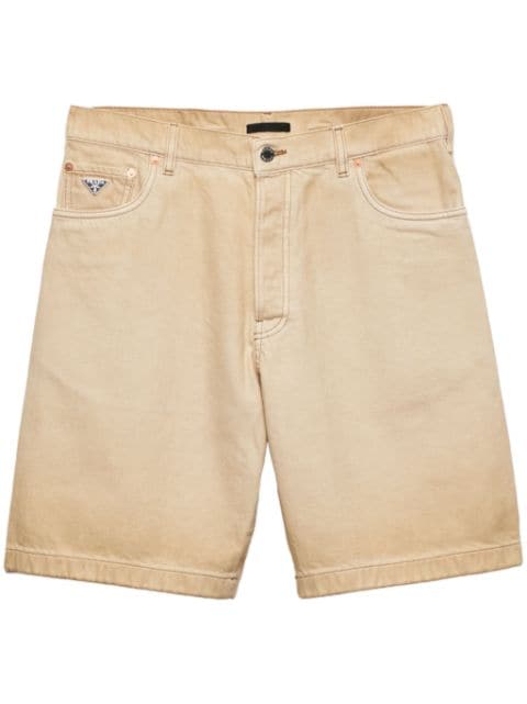 Prada faded-effect denim shorts