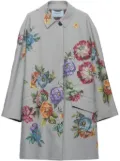 Prada floral-print single-breasted coat - Grey