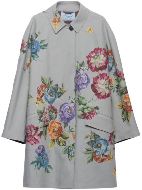 Manteau boutonné à fleurs - Prada - Modalova