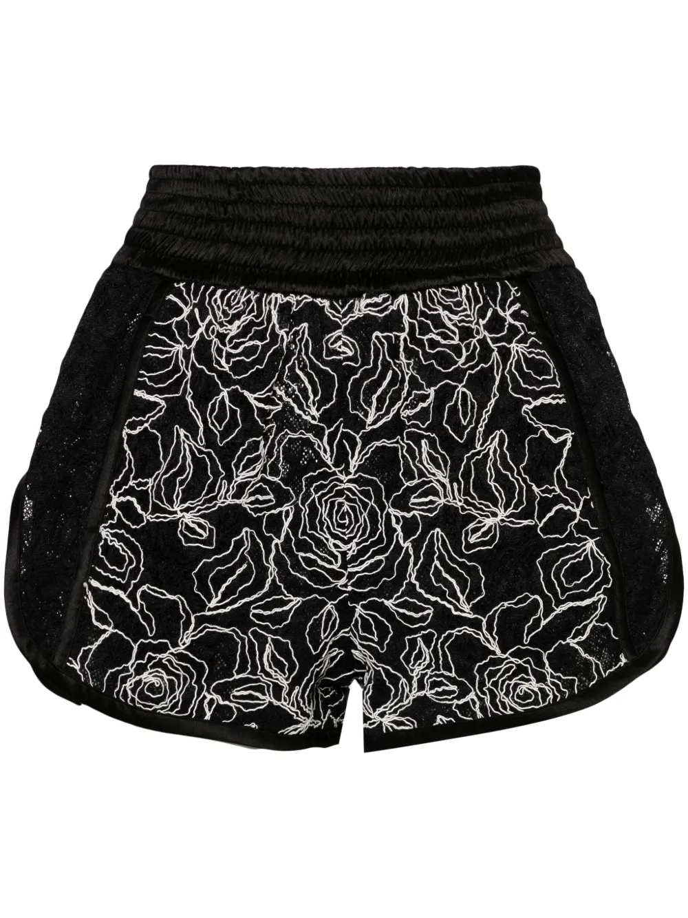 Ermanno Scervino Shorts met bloemenkant Zwart