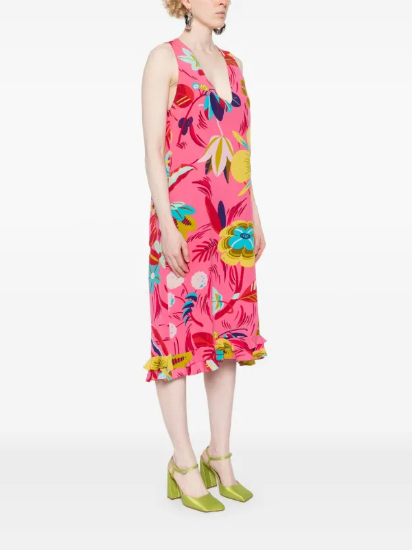 Gucci Pre Owned floral print Silk Dress Pink FARFETCH CA