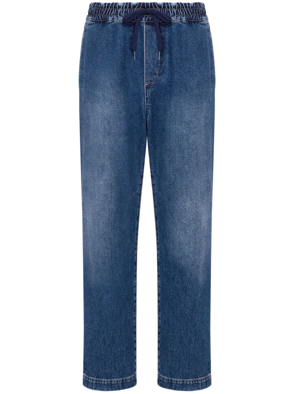 Shop Moschino Logo-appliqué Straight-leg Jeans In Blue