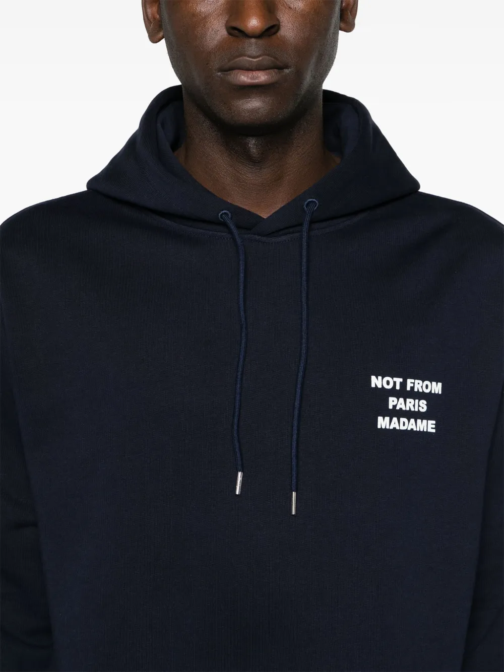 Shop Drôle De Monsieur Slogan-print Cotton Hoodie In Blue