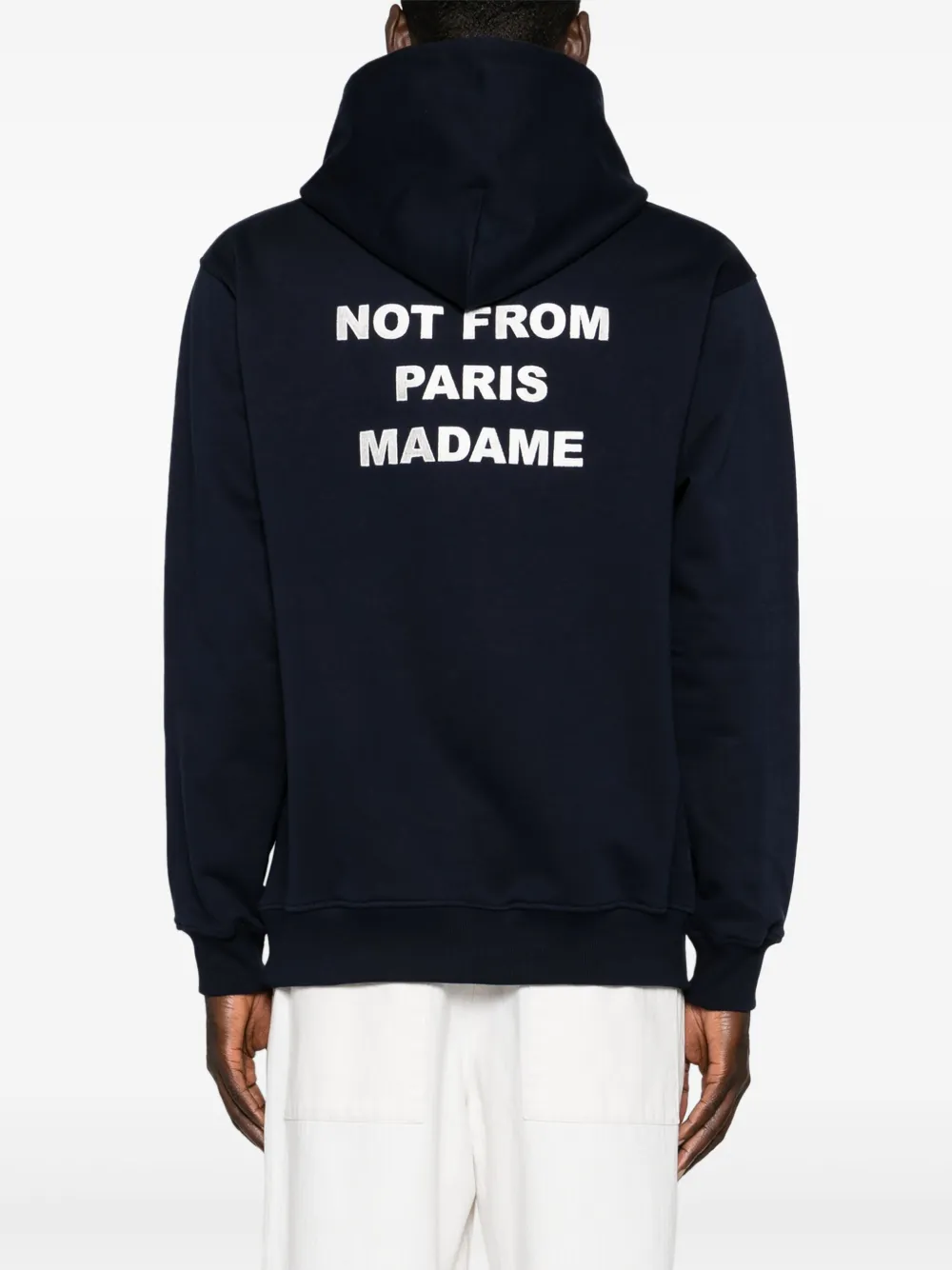 Shop Drôle De Monsieur Slogan-print Cotton Hoodie In Blue