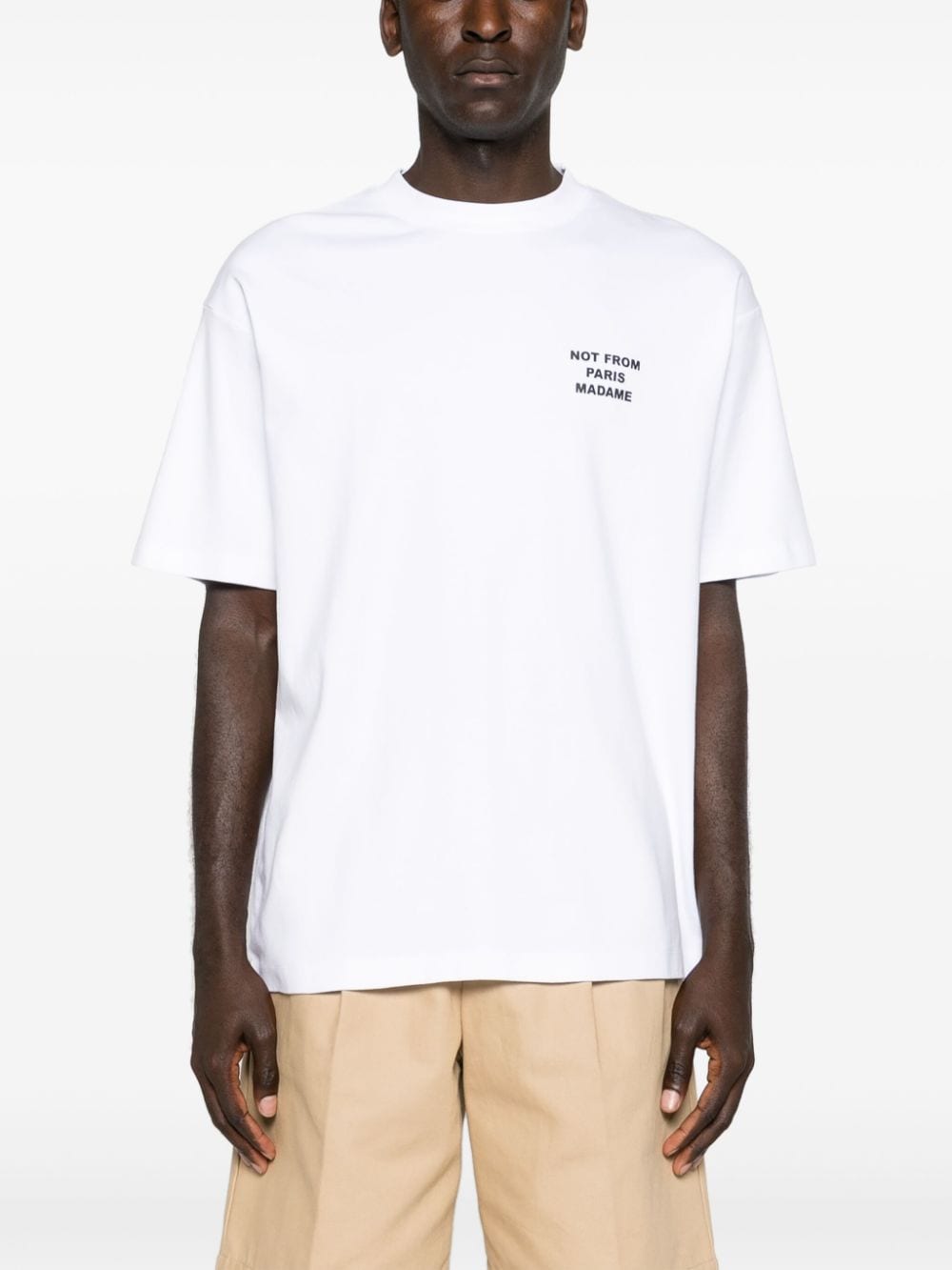 Shop Drôle De Monsieur Slogan-print Cotton T-shirt In White