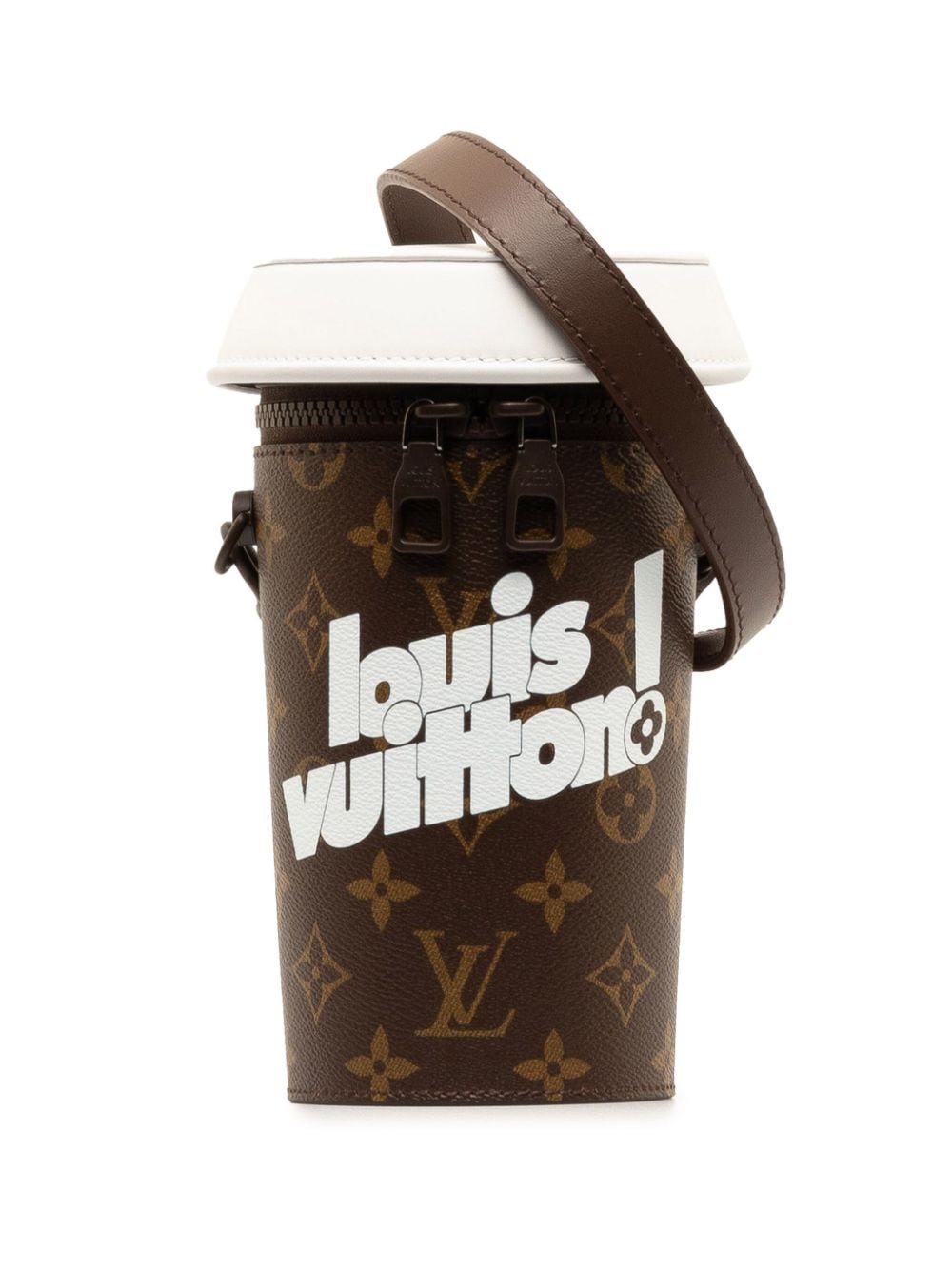 Pre-owned Louis Vuitton 2021 Monogram Coffee Cup Pouch Crossbody Bag In Brown