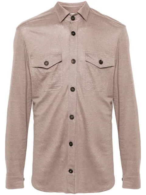 Cruciani slub-texture linen shirt