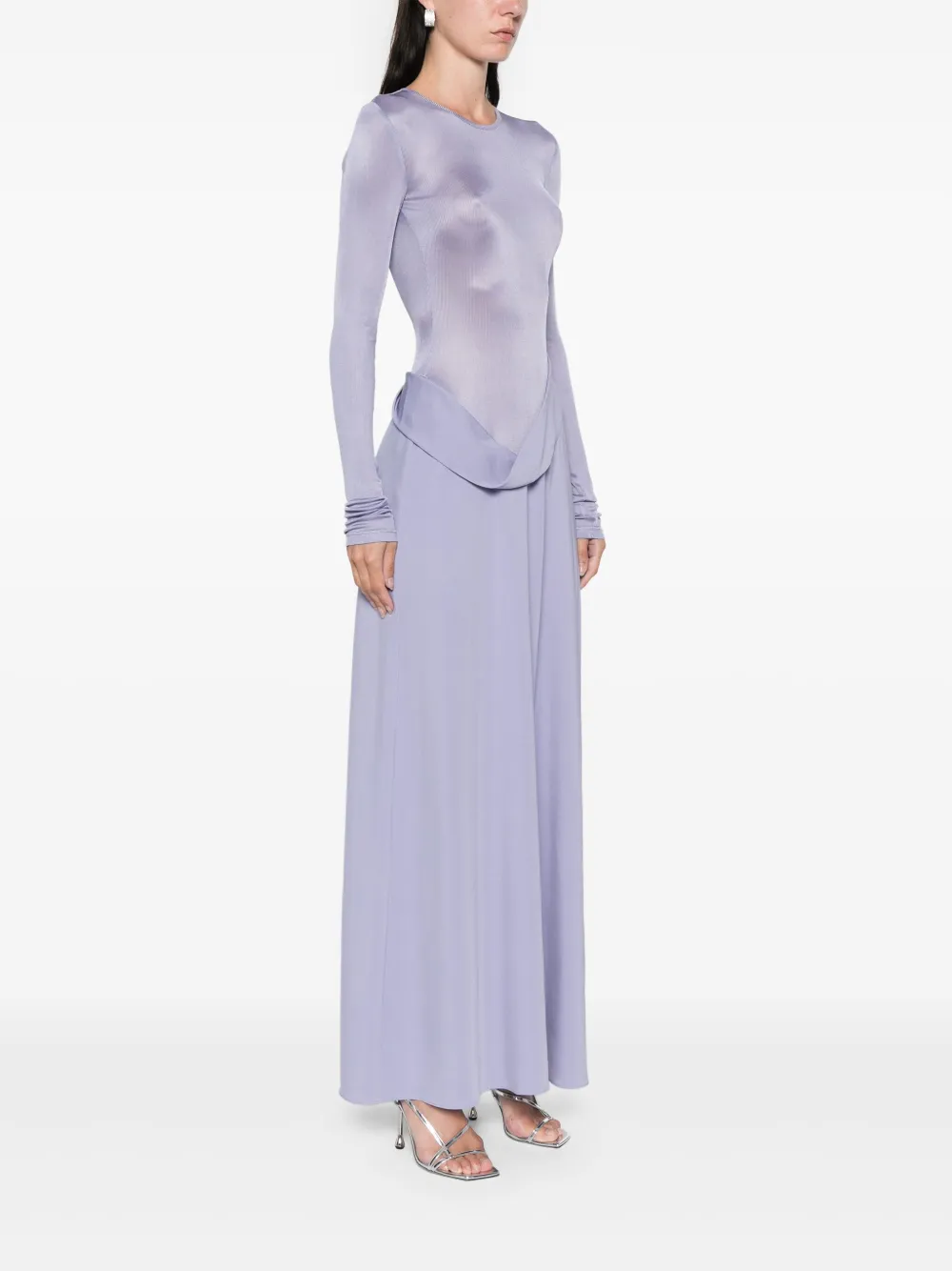 Christopher Esber Ribbed Cowl Hip Dress Lavender In Purple