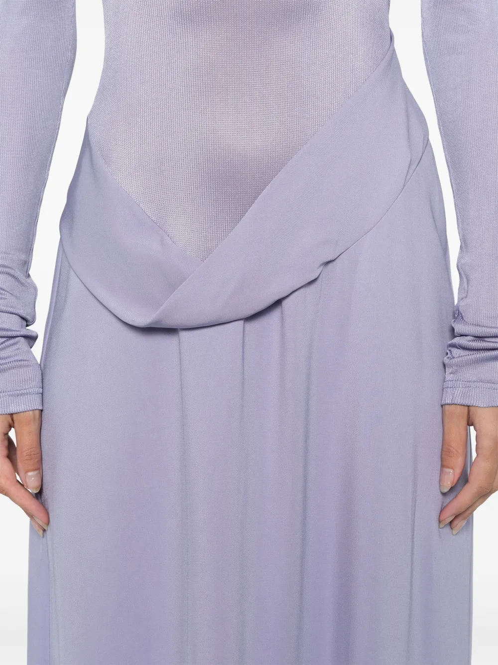 Christopher Esber Ribbed Cowl Hip Dress Lavender In Purple