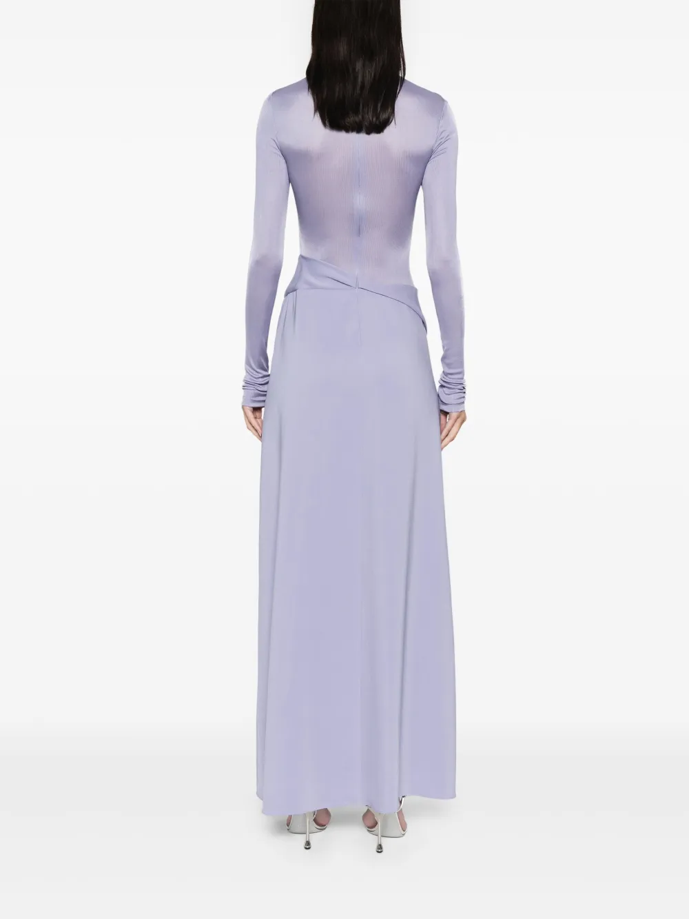 Christopher Esber Ribbed Cowl Hip Dress Lavender In Purple