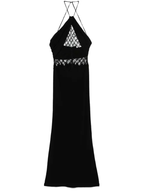 Christopher Esber vestido largo de seda con detalle de red
