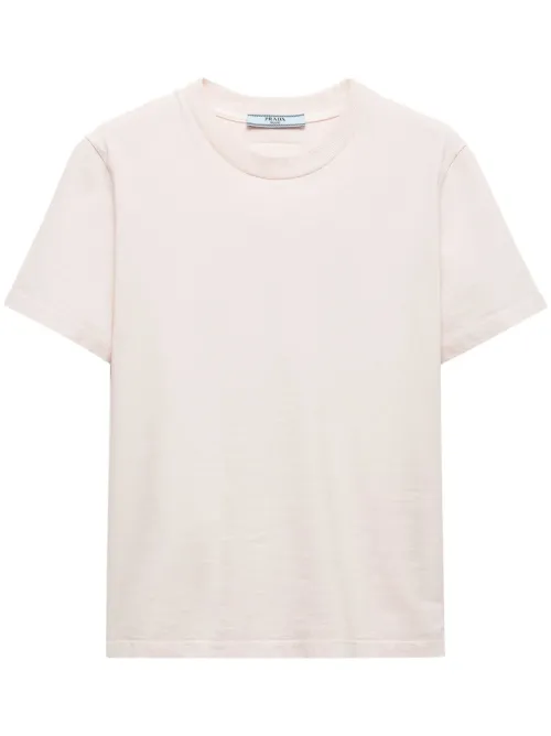 T-shirt en jersey à plaque logo - Prada - Modalova