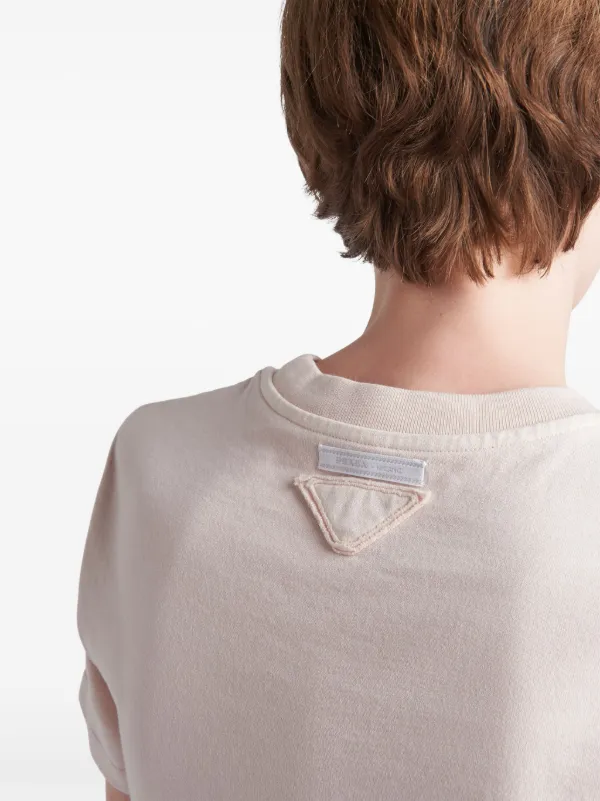 Prada triangle-logo Jersey T-shirt | Pink | FARFETCH