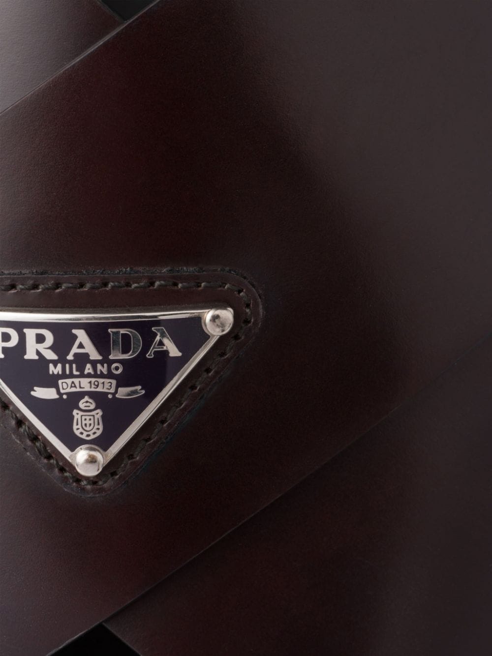 Shop Prada Brushed-finish Crisscross Slides In Brown