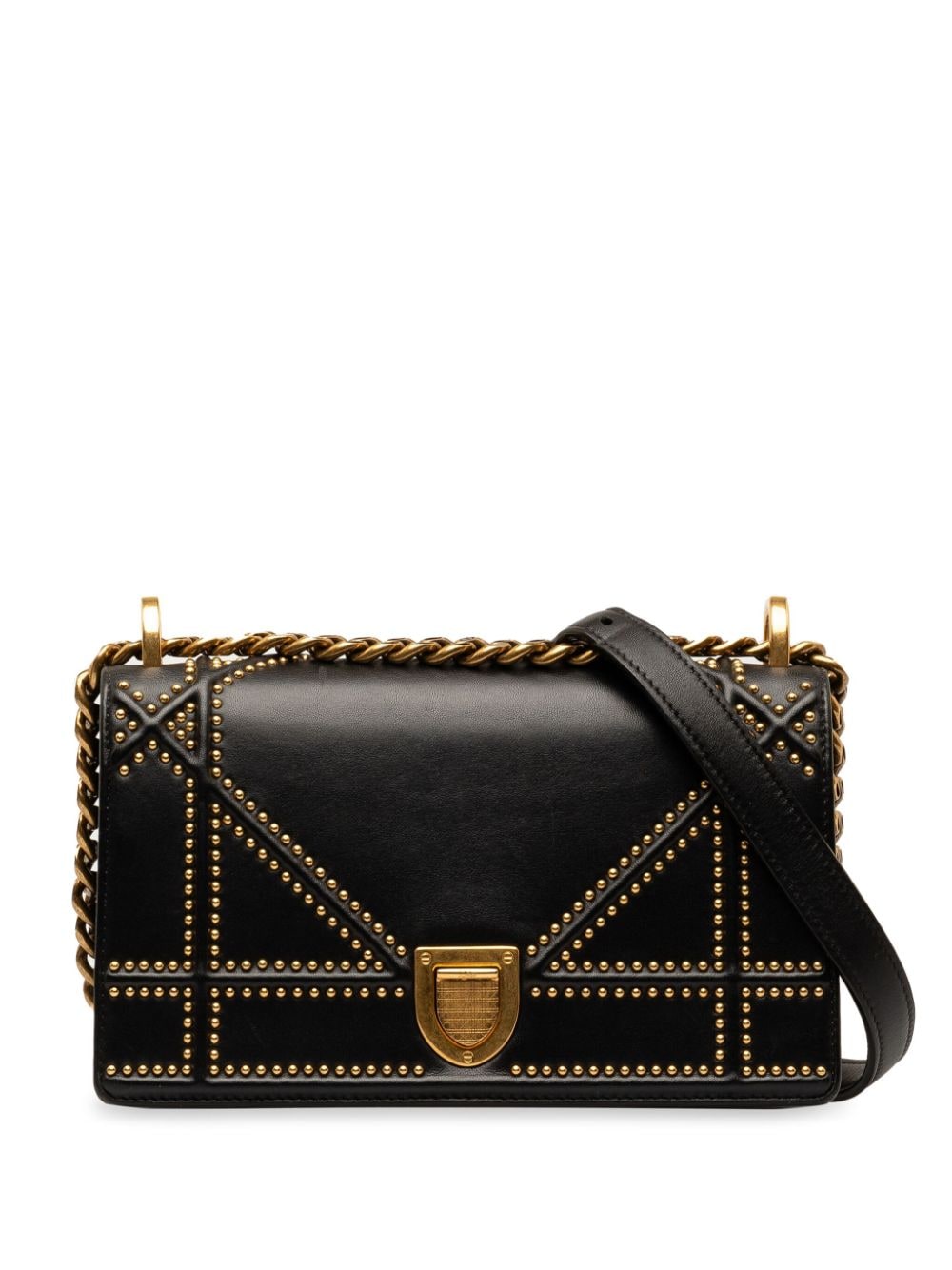Pre-owned Dior 2018 Small Studded Ama Crossbody Bag In Black