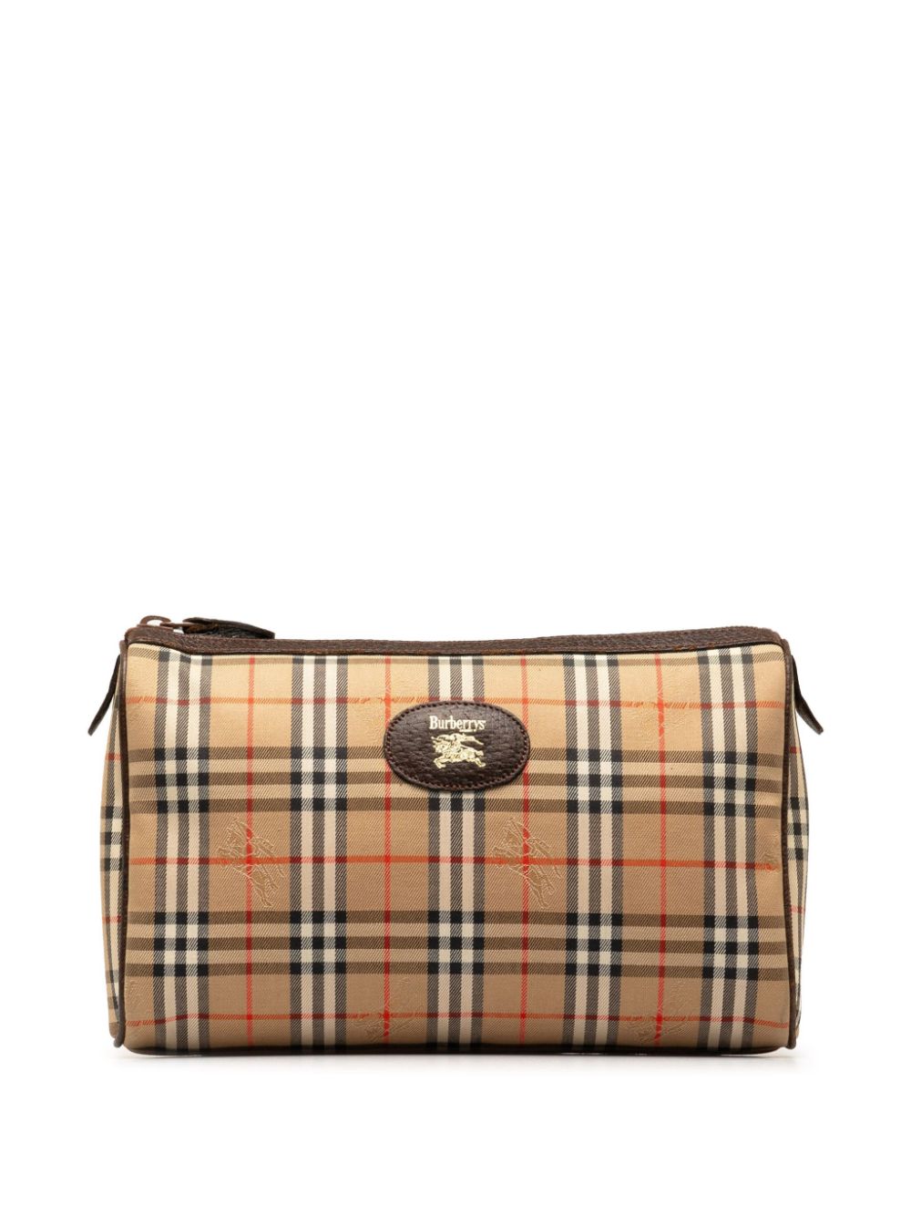 Pre-owned Burberry Haymarket Check 手拿包（1900年代典藏款） In Brown
