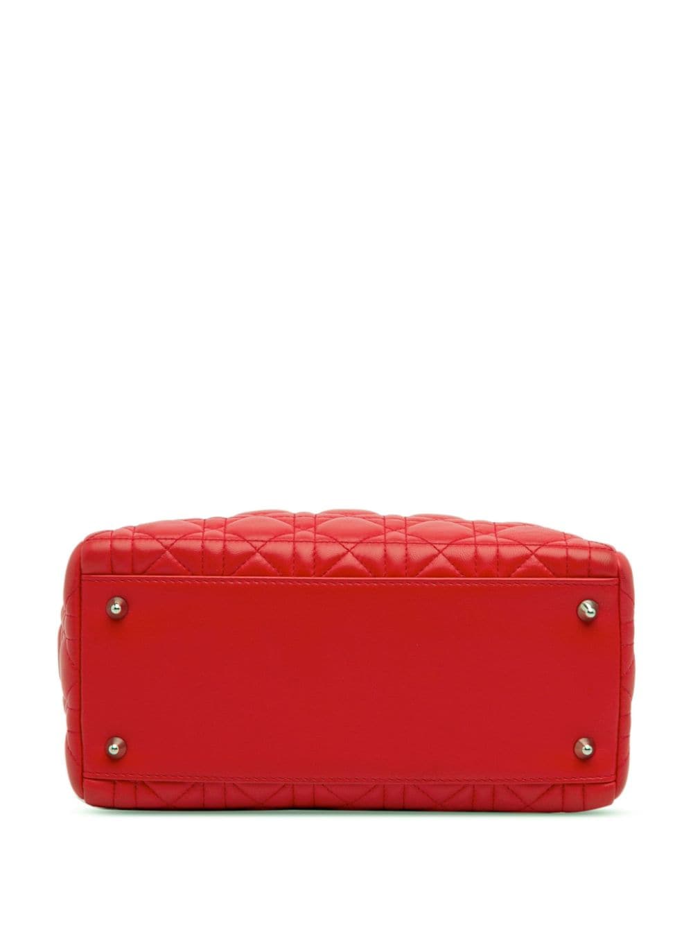 Pre-owned Dior Medium Lambskin Cannage Lady  斜挎包（2011年典藏款） In Red