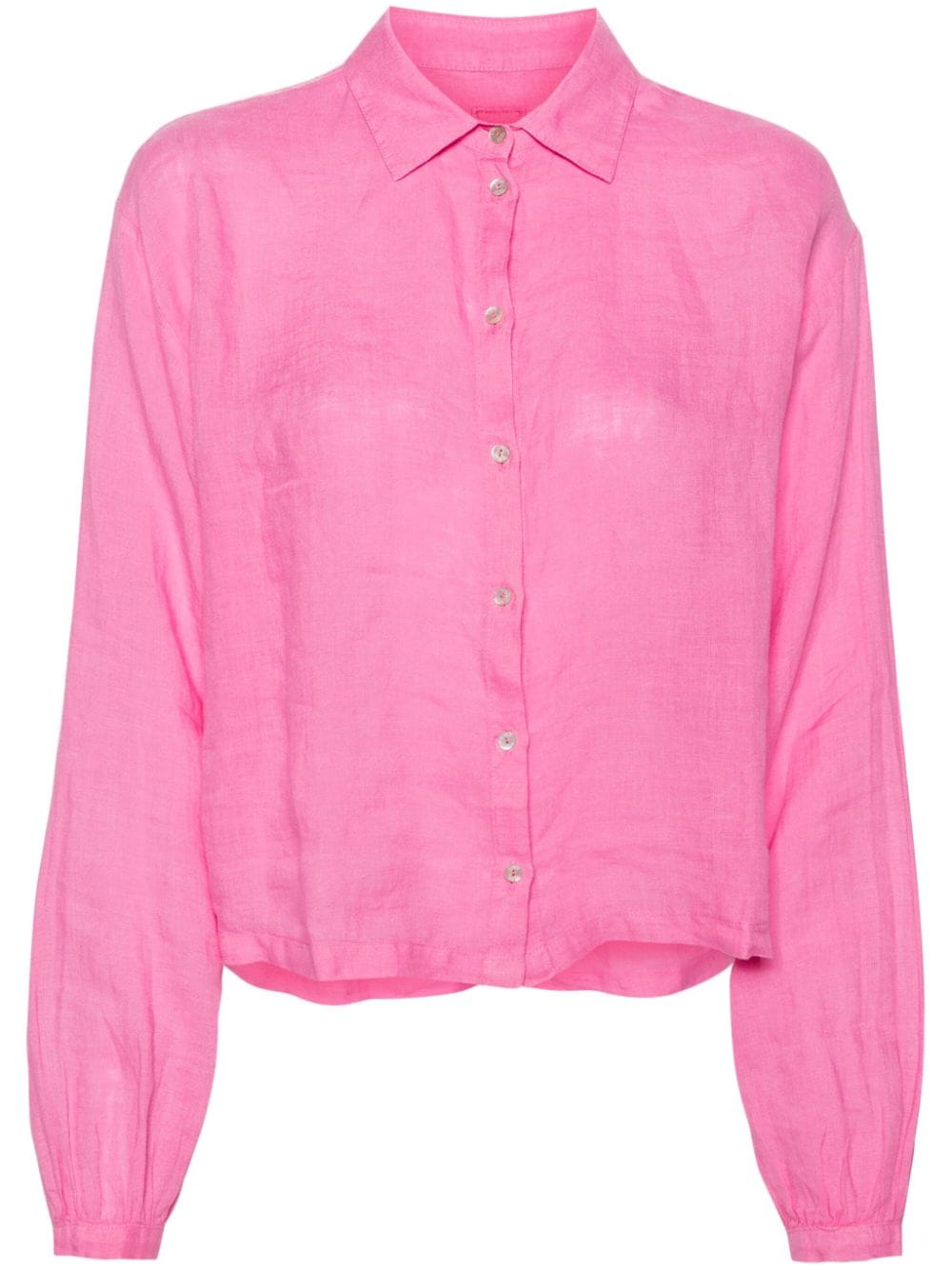 120% Lino Classic-collar Linen Shirt In Pink