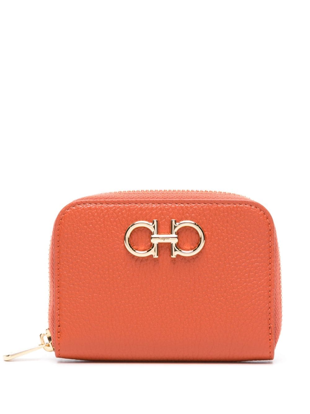 Ferragamo Gancini-plaque Leather Wallet In Orange