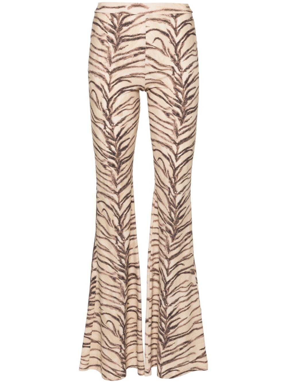 animal-print flared trousers