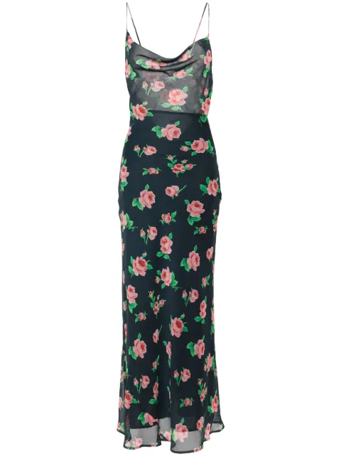 ROTATE BIRGER CHRISTENSEN vestido largo con estampado de rosa