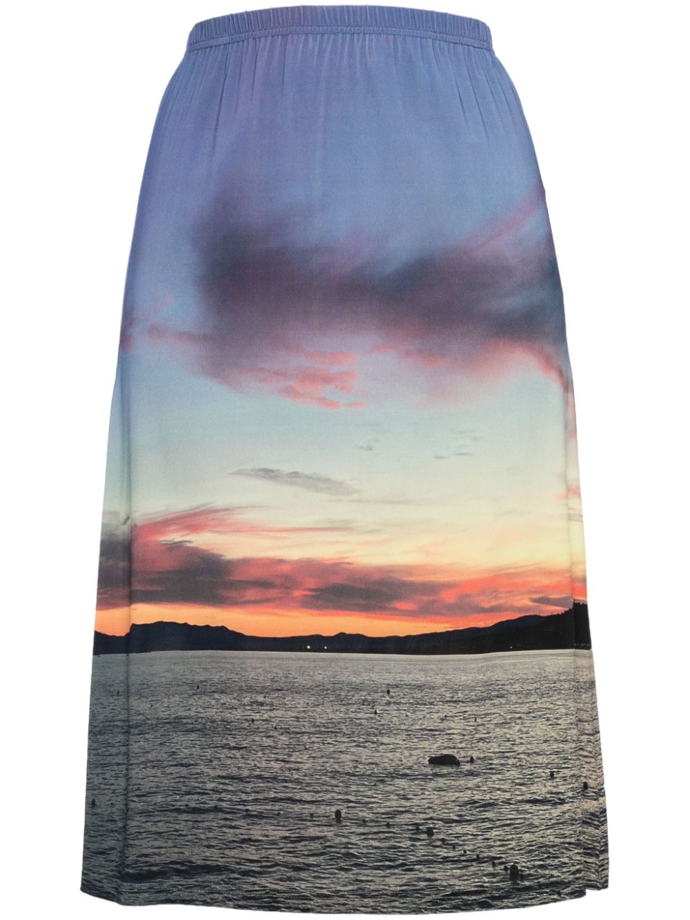 Sharon Sunset-print midi skirt