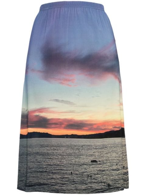 agnès b.  Sharon Sunset-print midi skirt