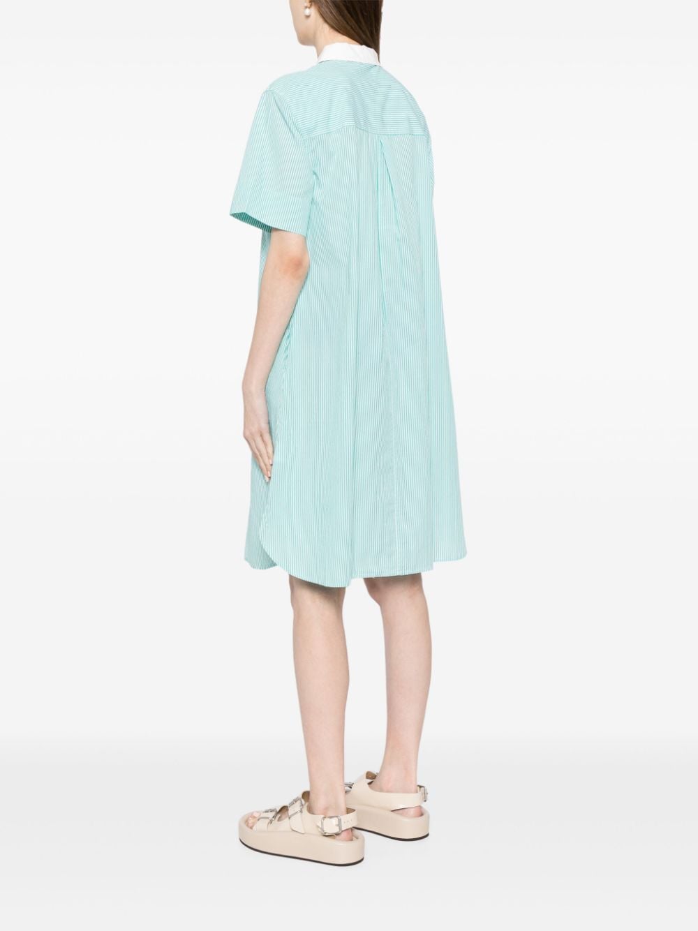 Shop Sport B. By Agnès B. Pinstripe Short-sleeved Shirt-dress In Grün