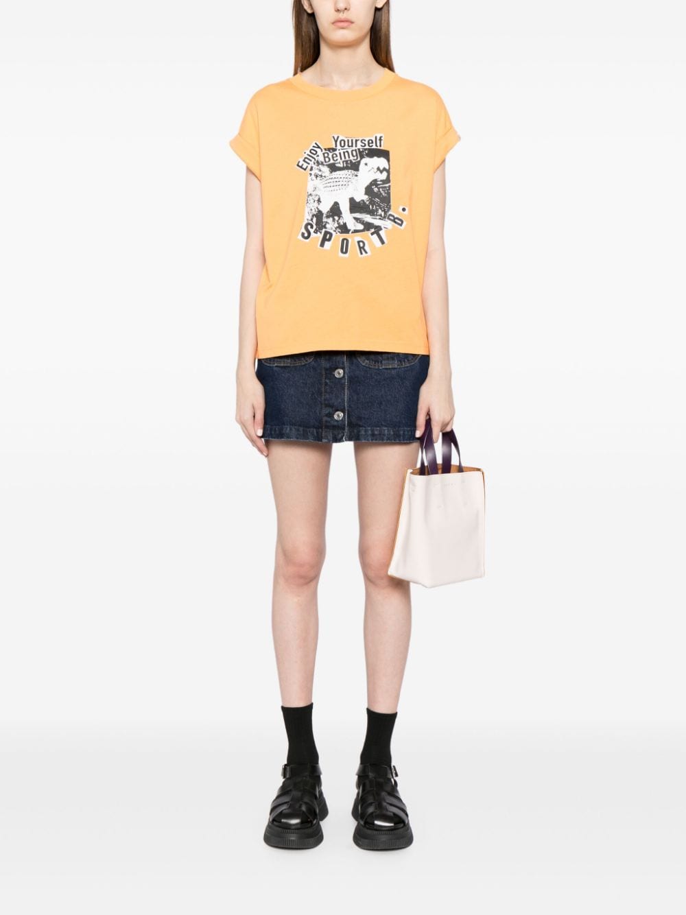 SPORT b. by agnès b. Dino Toy-print cotton T-shirt - Oranje