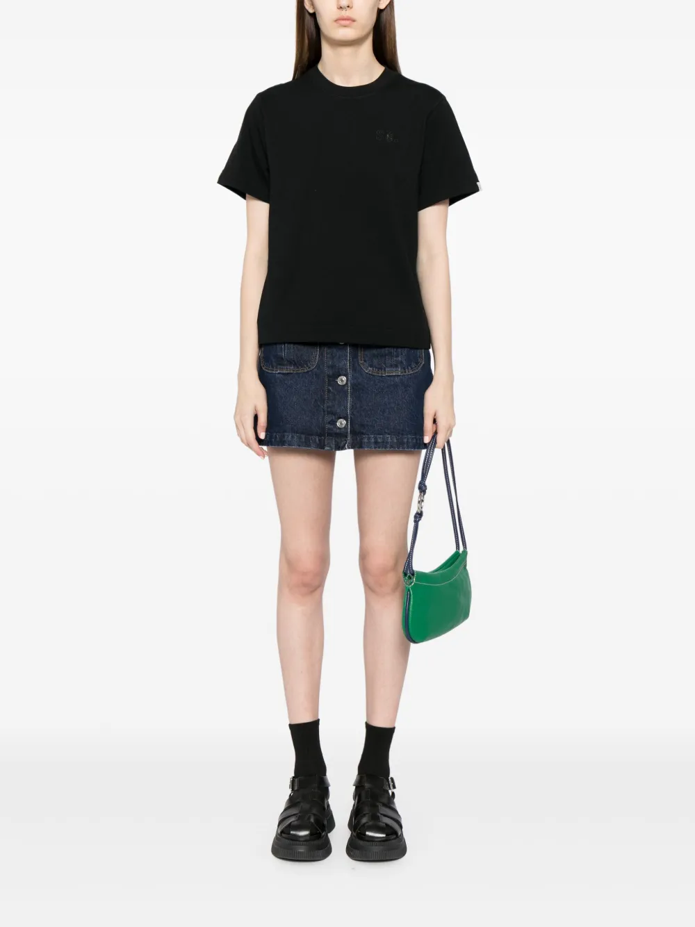 SPORT b. by agnès b. logo-appliqué cotton T-shirt - Zwart