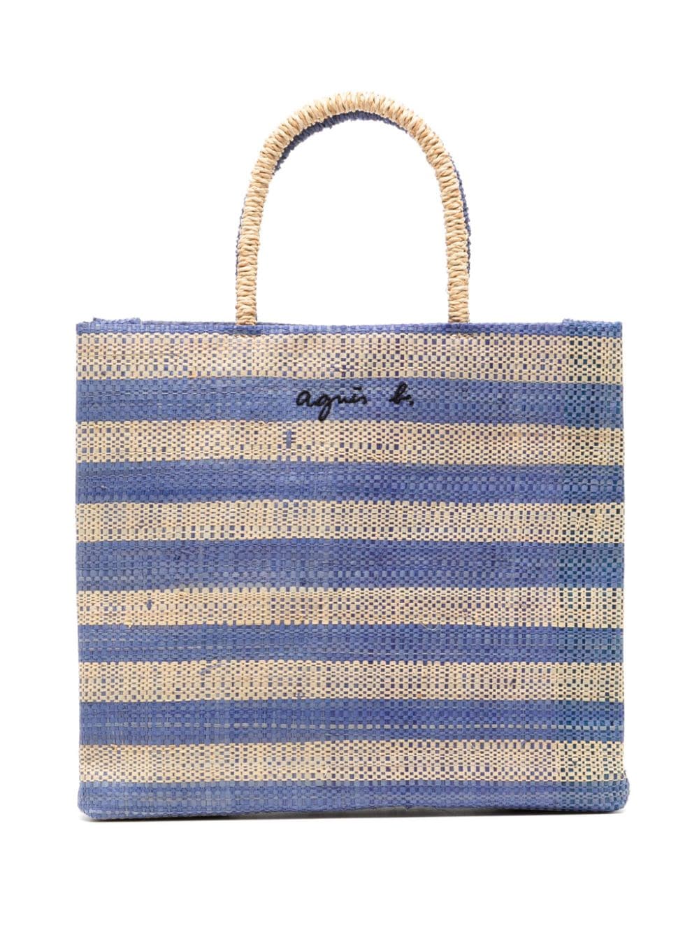 Agnès B. Voyage Striped Raffia Beach Bag In Blue