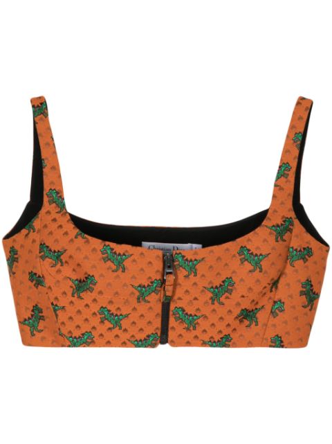 Christian Dior dinosaur-embroidered cropped top Women