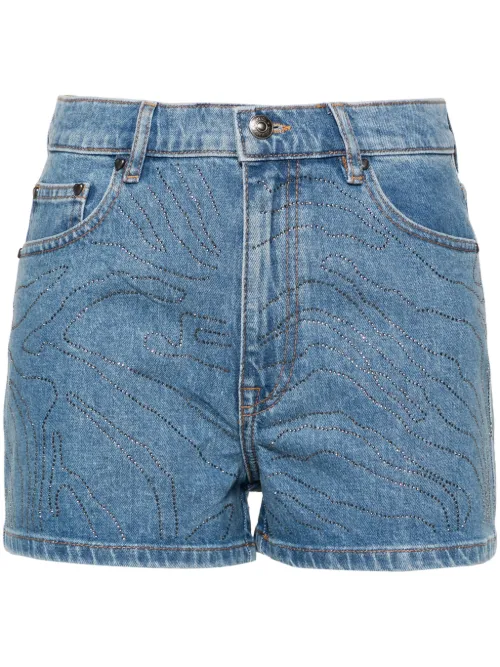 Short en jean orné de strass à taille haute - ROTATE BIRGER CHRISTENSEN - Modalova