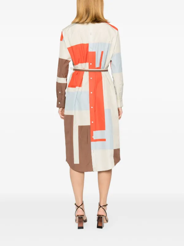 【関税&送料込】Fendi Ff Puzzle Viscose-Blend Dress FENDI FF Puzzle-print Cotton Shirt Dress | Neutrals | FARFETCH