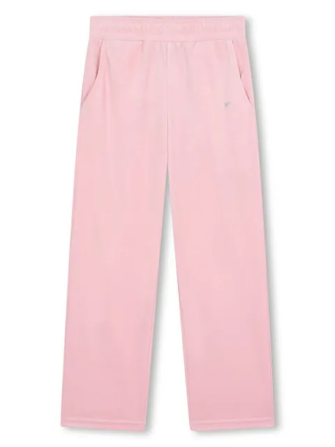 SONIA RYKIEL ENFANT rhinestone-logo velvet track pants