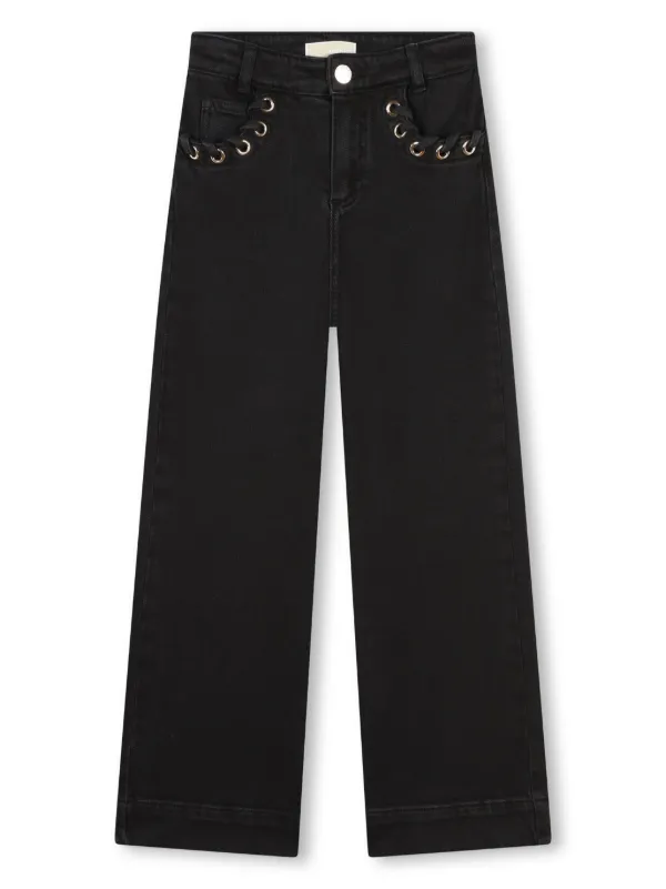 Michael Kors Kids eyelet detail Cotton Jeans Black FARFETCH CA