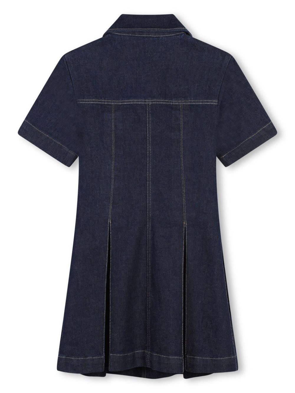 Lanvin Enfant embroidered-logo denim dress - Blauw