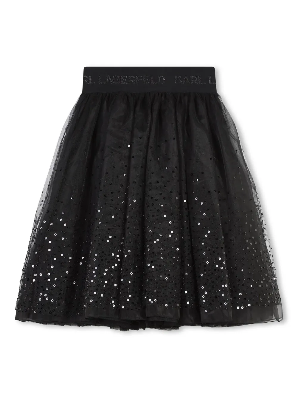 karllagerfeldkids Karl Lagerfeld Kids Organza rok verfraaid met pailletten - Zwart