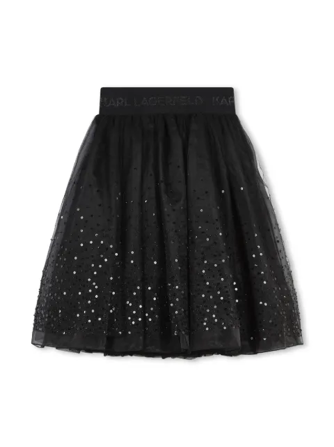 Karl Lagerfeld Kids Saia de organza com paetês