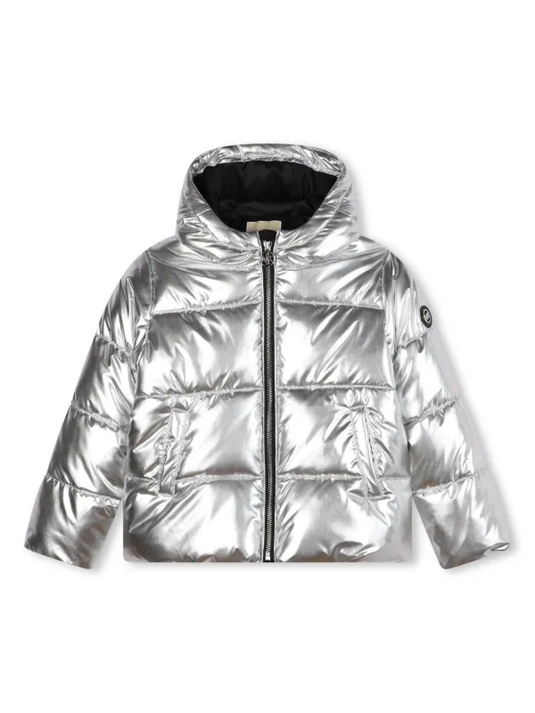 Shiny silver puffer jacket online