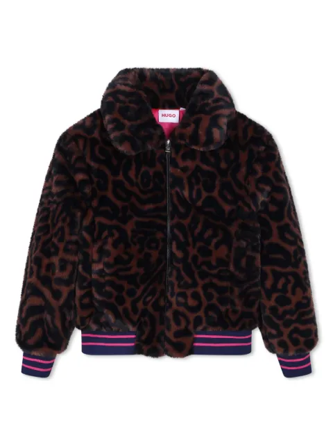 HUGO KIDS faux-fur bomber jacket