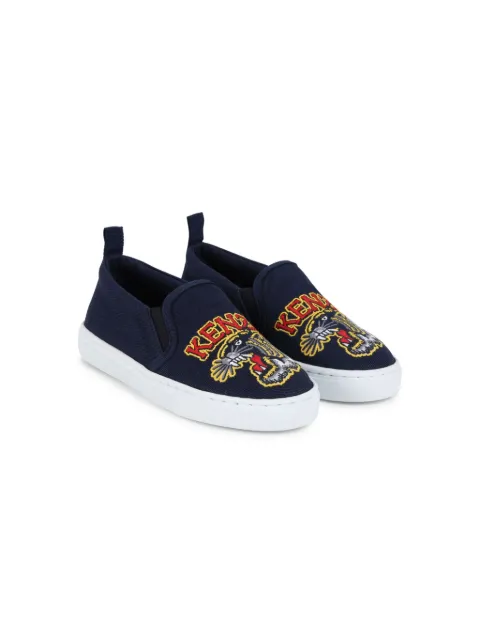 Kenzo Kids Tiger patch slip-on sneakers