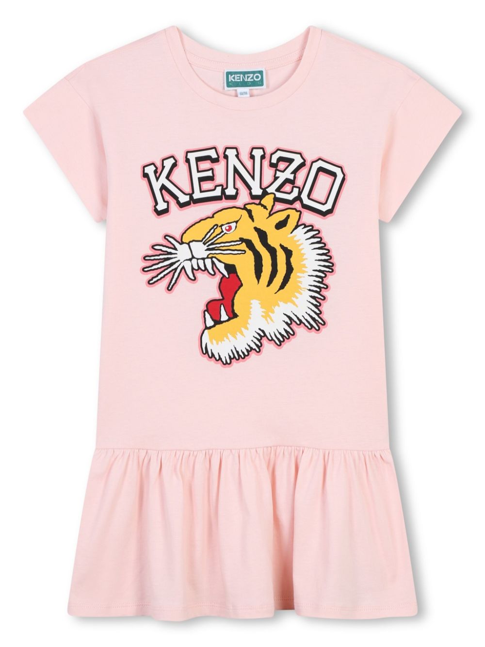 Kenzo Kids' Tiger-print Cotton Dress In Pink