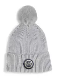 Michael Kors Kids logo-appliqué ribbed beanie - Grey